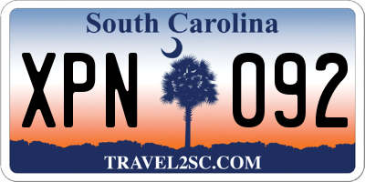 SC license plate XPN092