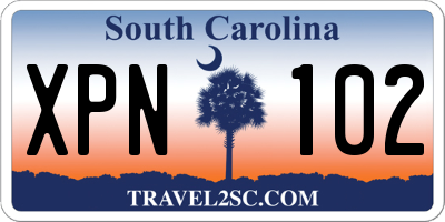 SC license plate XPN102