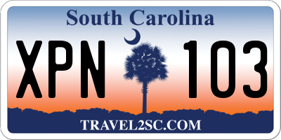 SC license plate XPN103