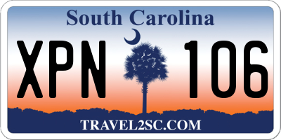SC license plate XPN106
