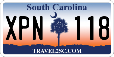 SC license plate XPN118