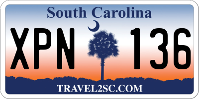 SC license plate XPN136