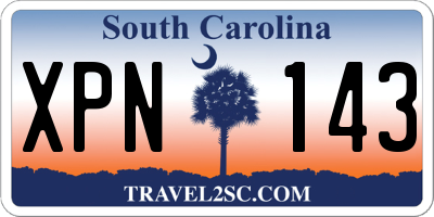 SC license plate XPN143