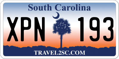 SC license plate XPN193