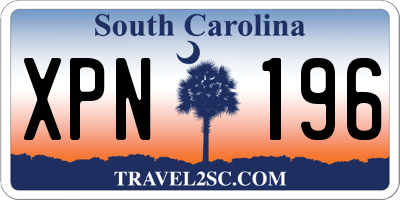 SC license plate XPN196