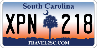 SC license plate XPN218