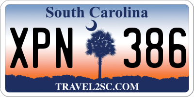 SC license plate XPN386