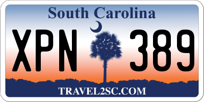 SC license plate XPN389