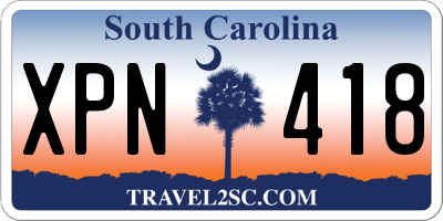 SC license plate XPN418