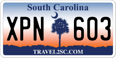 SC license plate XPN603