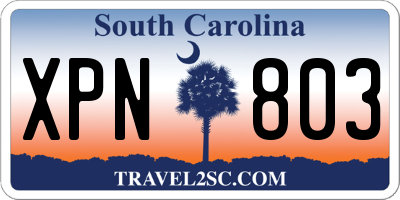 SC license plate XPN803