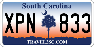 SC license plate XPN833