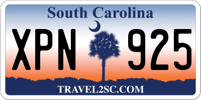 SC license plate XPN925