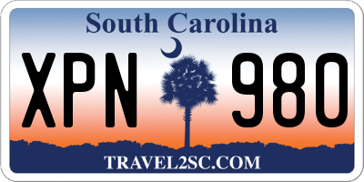 SC license plate XPN980