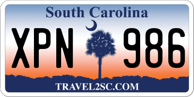 SC license plate XPN986