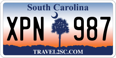 SC license plate XPN987