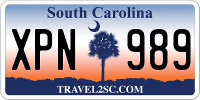 SC license plate XPN989