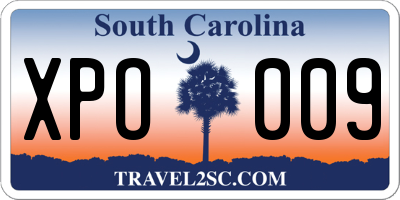 SC license plate XPO009