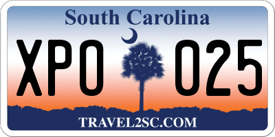 SC license plate XPO025