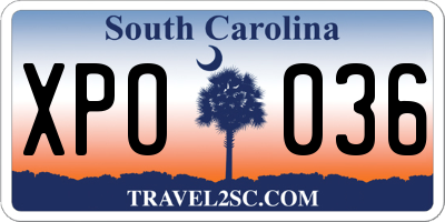 SC license plate XPO036