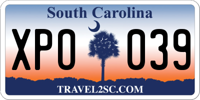 SC license plate XPO039