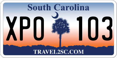 SC license plate XPO103
