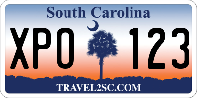 SC license plate XPO123