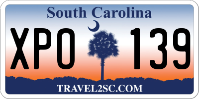 SC license plate XPO139