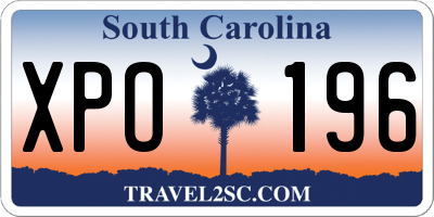 SC license plate XPO196