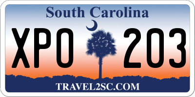 SC license plate XPO203