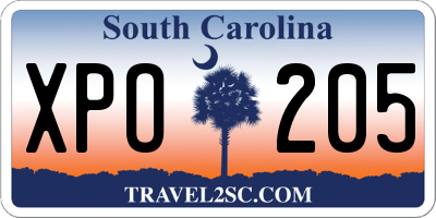 SC license plate XPO205