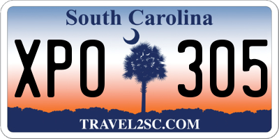 SC license plate XPO305