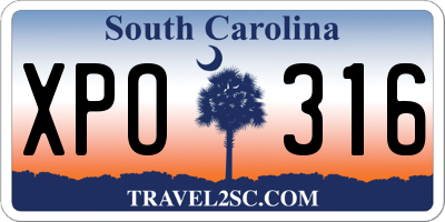 SC license plate XPO316