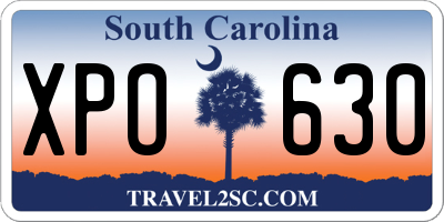 SC license plate XPO630