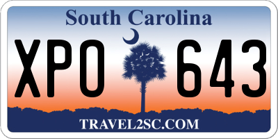 SC license plate XPO643
