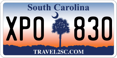 SC license plate XPO830