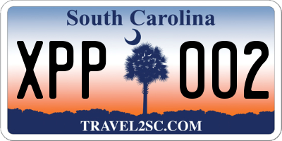 SC license plate XPP002