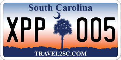 SC license plate XPP005
