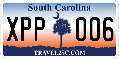 SC license plate XPP006