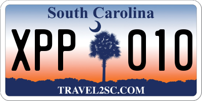 SC license plate XPP010