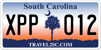 SC license plate XPP012