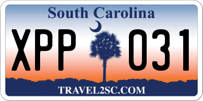 SC license plate XPP031