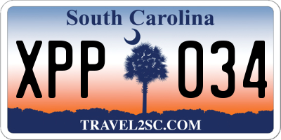SC license plate XPP034