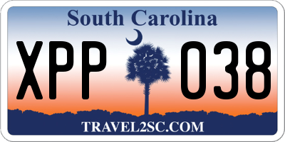 SC license plate XPP038