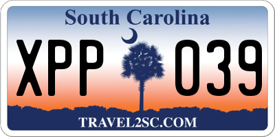 SC license plate XPP039