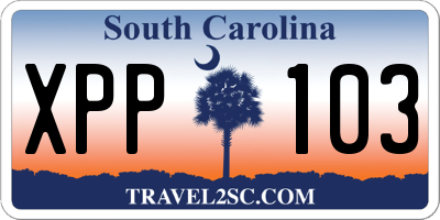 SC license plate XPP103