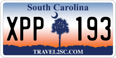SC license plate XPP193