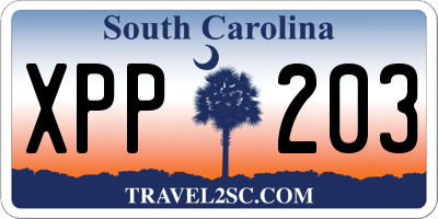SC license plate XPP203