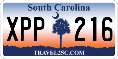 SC license plate XPP216