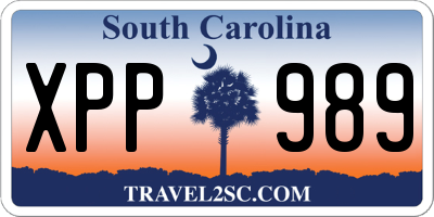 SC license plate XPP989